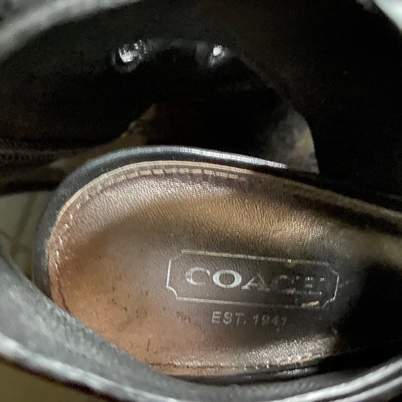 COACH SANDRA CALF BLACK LEATHER OPEN TOE STRAPPY HEELS PLATFORM Size 8 - Picture 6 of 15